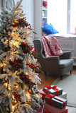 "beautiful living room decorated for Christmas" Stockfotos und