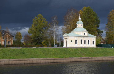 autumn Russian landscape, the building of the XIX century