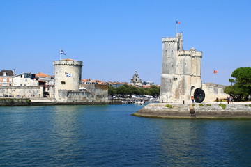 Fototapeta na wymiar Medieval towers of La Rochelle, France