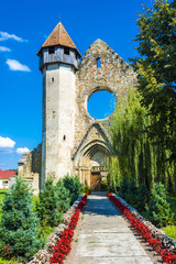 Fototapeta na wymiar Ruins monastery of medieval cistercian abbey in Transylvania, Romania