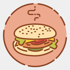 Hamburger icon. Burger, fast food sign. Trendy flat line design. Vector illustration