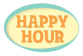 Happy hour vector sticker. Volume frame with shadow. Speech bubble in retro style.