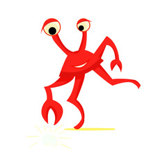 Cute and funny red lobster icon in the style of cartoons