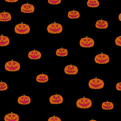 hand drawn jack-o-lantern seamless pattern - halloween background