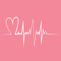 Heart pulse. Flat design vector illustration. Pink and white colors