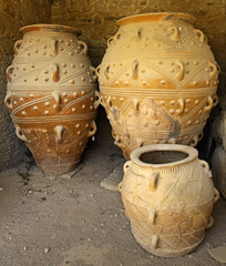Food containers from the Knossos Palace. Minoan palaces Knossos is the largest archaeological site...