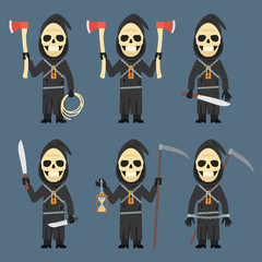 Death Holds Scythe Ax Machete Hourglass