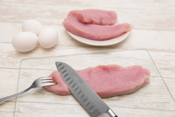raw meat turkey cut on the table