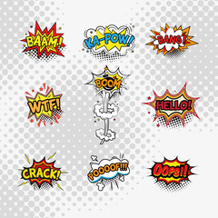 Set of Comic Text, Pop Art style.