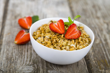 Granola with strawberry