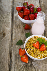 Granola with strawberry
