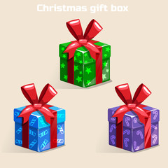 Colors Christmas gift box in vector object