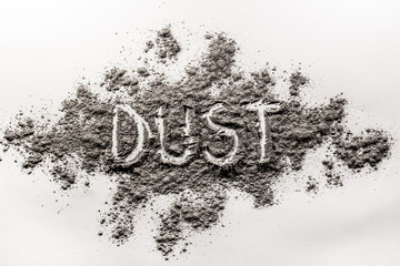 Word dust finger written in a pile of dust