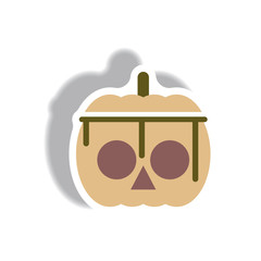 Vector illustration paper sticker Halloween icon bloody pumpkin