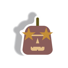 Vector illustration paper sticker Halloween icon pumpkin and Star Glasses