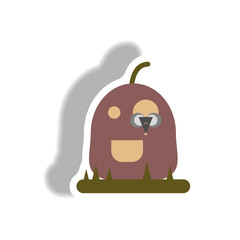 Vector illustration paper sticker Halloween icon pumpkin and mouse