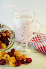 milkshake with raspberries