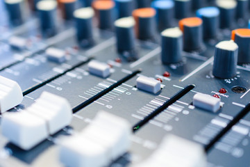 Mixing console. Sound mixer.