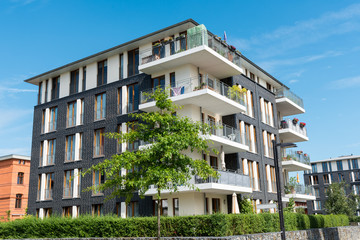 Modern apartment house seen in Berlin, Germany