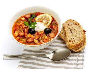 Solyanka - Russian traditional meat soup