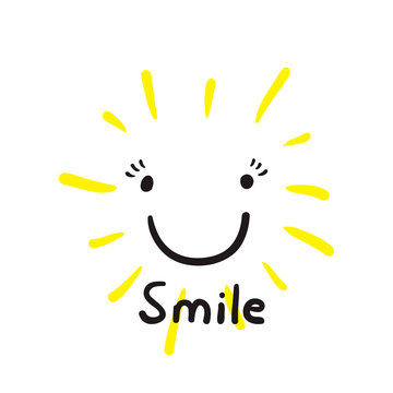Smile vector illustration. Inspirational quote about happy