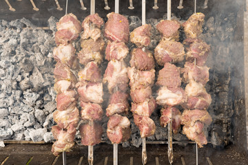 The shish kebab prepares on a brazier