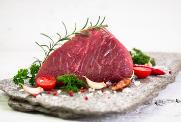 Raw beef meat with spices