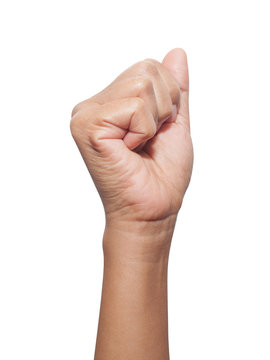 A human hand make fist , isolated on a white background