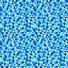 Triangle winter holiday pattern, blue geometric background