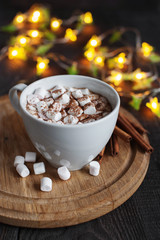 The cap of cacao with marshmallow and garland