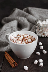 The cap of beverage with marshmallow