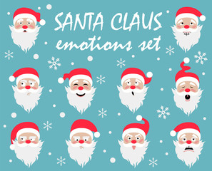 Santa Claus character. Emotions icon set. Merry Christmas
