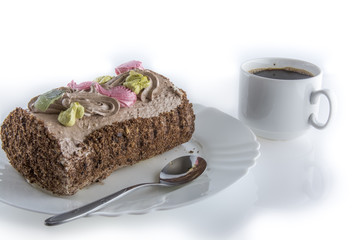 Бисквитный торт и вкусный кофе