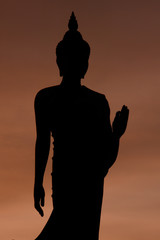 Silhouette of Buddha Statue at Buddist park at Phutthamonthon, N