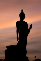 Silhouette of Buddha Statue at Buddist park at Phutthamonthon, N