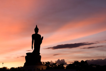 Silhouette of Buddha Statue at Buddist park at Phutthamonthon, N