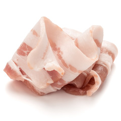 sliced pork bacon isolated on white background cutout