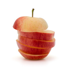 Red sliced apple isolated on white background cutout