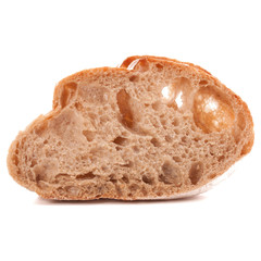 Slice of fresh ciabatta bread isolated on white background cutou