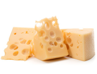 Cheese block isolated on white background cutout