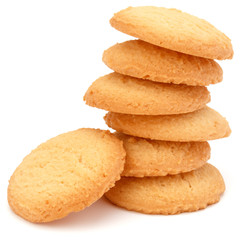 stacked short pastry cookies isolated on white background