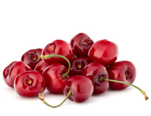 cherry berries pile isolated on white background cutout