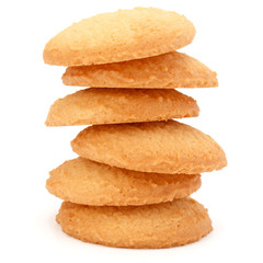 stacked short pastry cookies isolated on white background