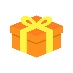 Orange gift box icon vector