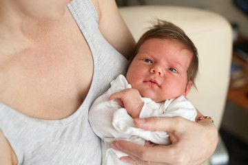 Woman holding little baby