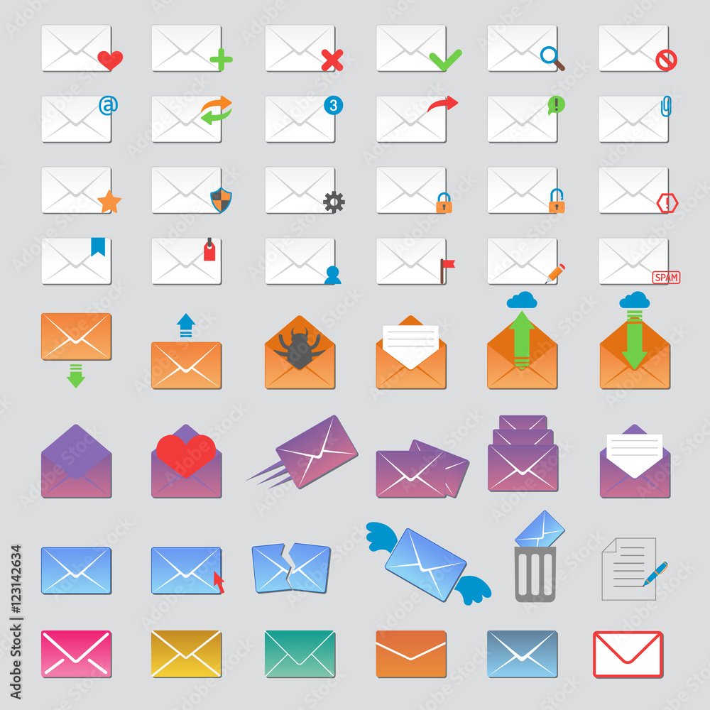 Poster mail icons vector set