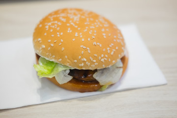 Pork burger with lettuce