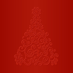 vector illustration. A stylized Christmas tree, the curl ornament. New year, background.