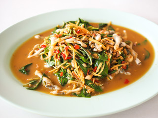 Spicy fried razor clams