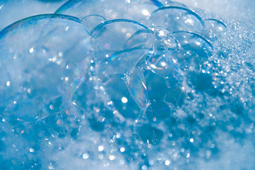 White-blue lather large bubbles